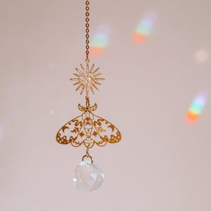 Crystal Butterfly Suncatcher: Brass Accent Rainbow Prism, Handmade