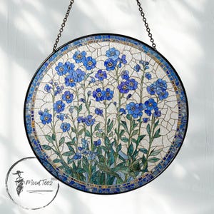 Forget-Me-Not Stained Glass Suncatcher: Floral Window Decor