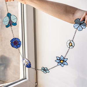 Stained Glass Floral Cornflowers Suncatcher| Window Wall Decor| Dreamy Sun Catcher for Home & Living | Mother's Day gift, Birth flower