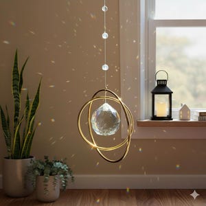 Crystal Ball Suncatcher: Modern Boho Rainbow Prism Window Decor