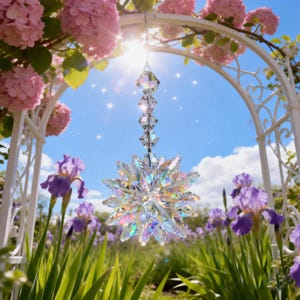 Aurora Borealis Crystal Suncatcher,AB Star Hanging Prism Crystal, Window Sparkle Car Decor , Rainbow Maker,Healing Gift NewYear Gift for her