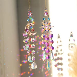 Magical Crystal Suncatcher Collection-Rainbow Maker-Boho Window Hanging-Sun, Moon & Star Decor-Fairy Garden Charm-Crystal Chime for Home,Car